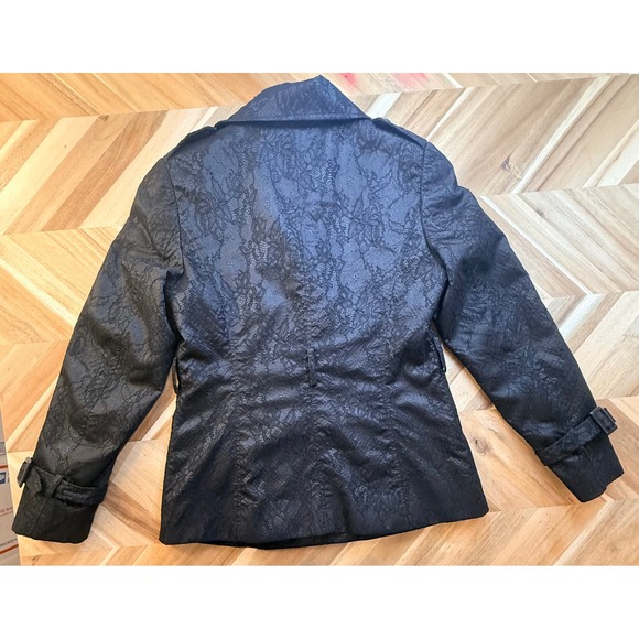 Anne Kanner Classic Black Lace Double Breast Peacoat Jacket Women 40 Date Night - Picture 3 of 9